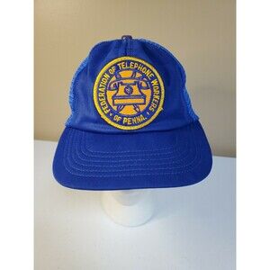 Vintage Federation Telephone Workers SnapBack Patch Trucker Mesh Cap Hat USA